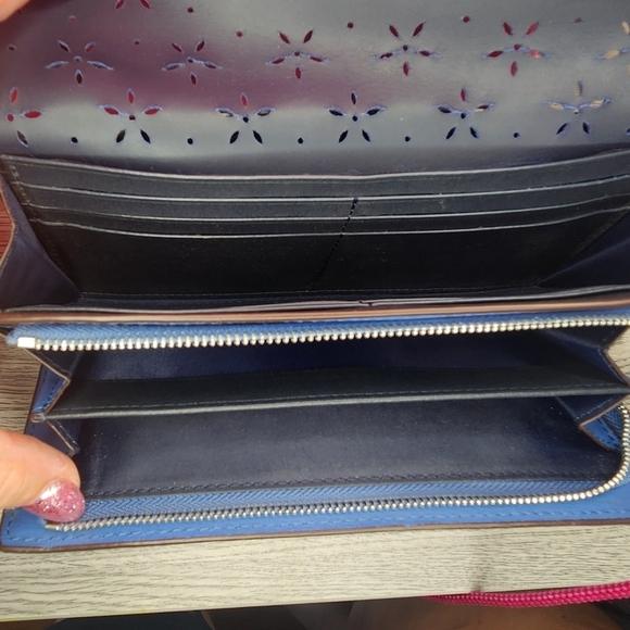 Coach Blue Slim Envelope Wallet Vintage Scallopped Edge - Picture 7 of 9